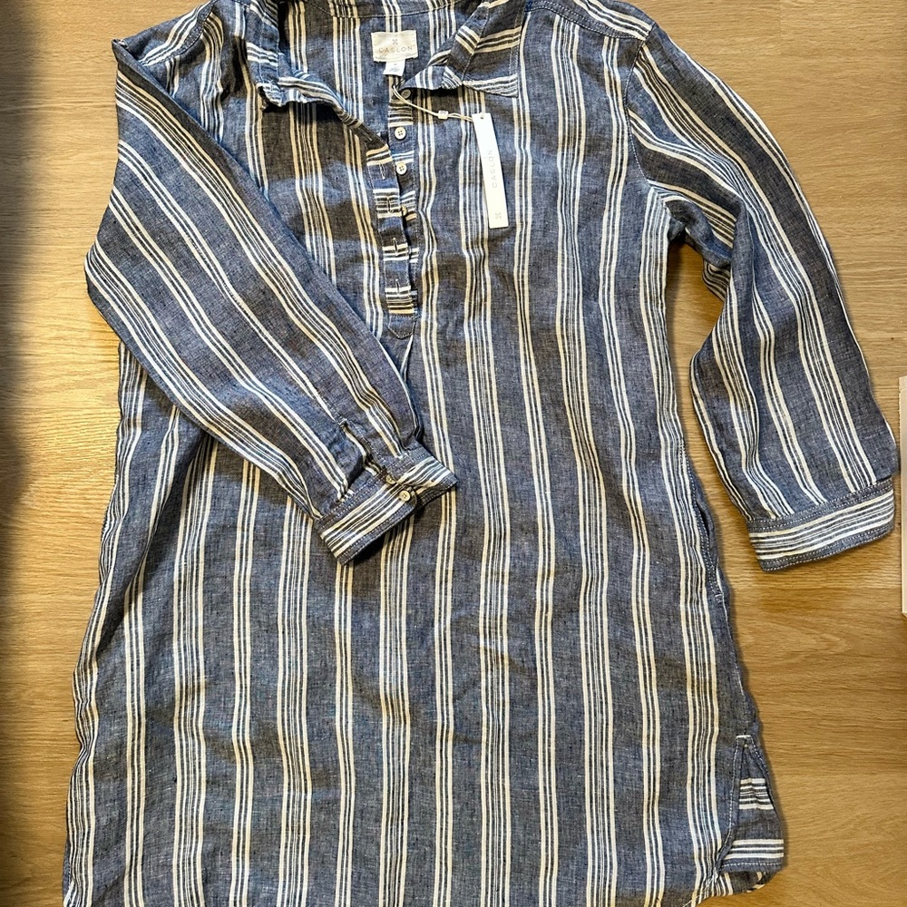 NWT Caslon Striped Linen Tunic Top / Shirt Dress